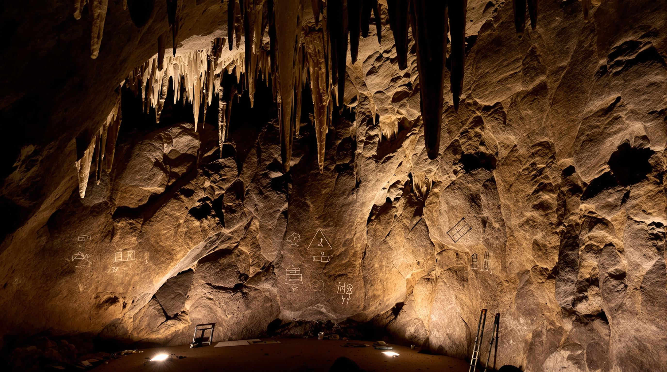 Cave art pictographs in Cuba showing Taíno imagery