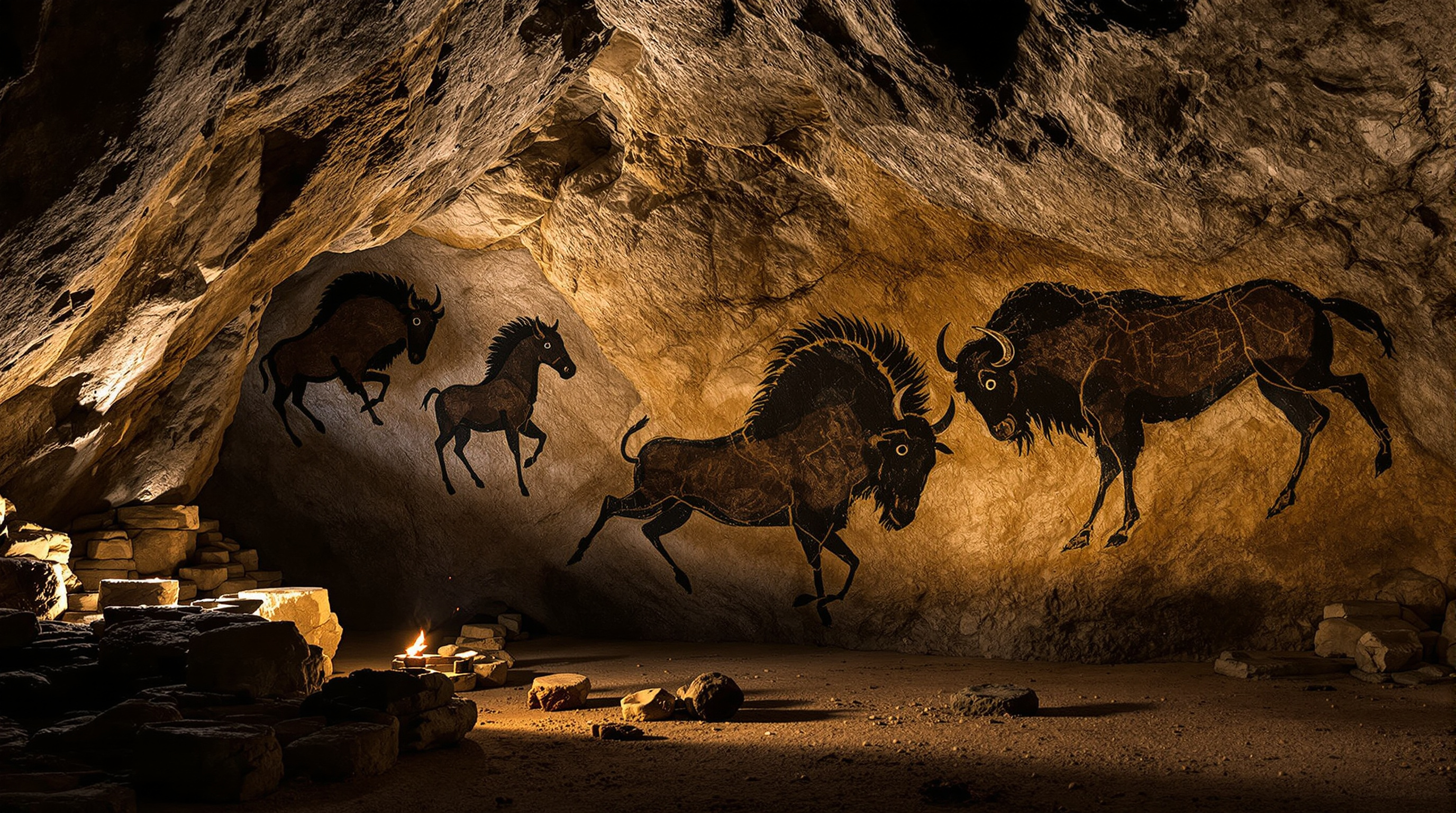 Prehistoric cave painting detail showing early human symbolic expression