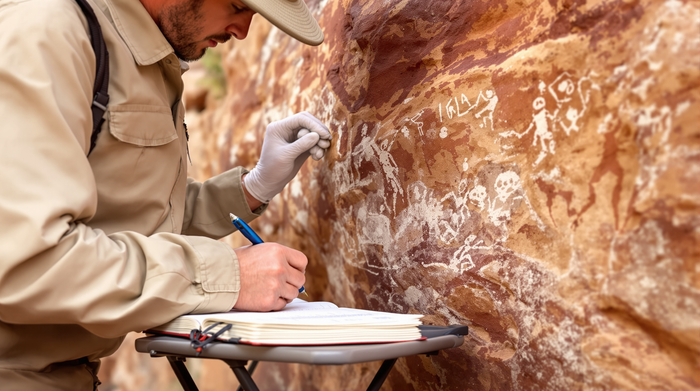 Rock art panel showing weathering and conservation challenges