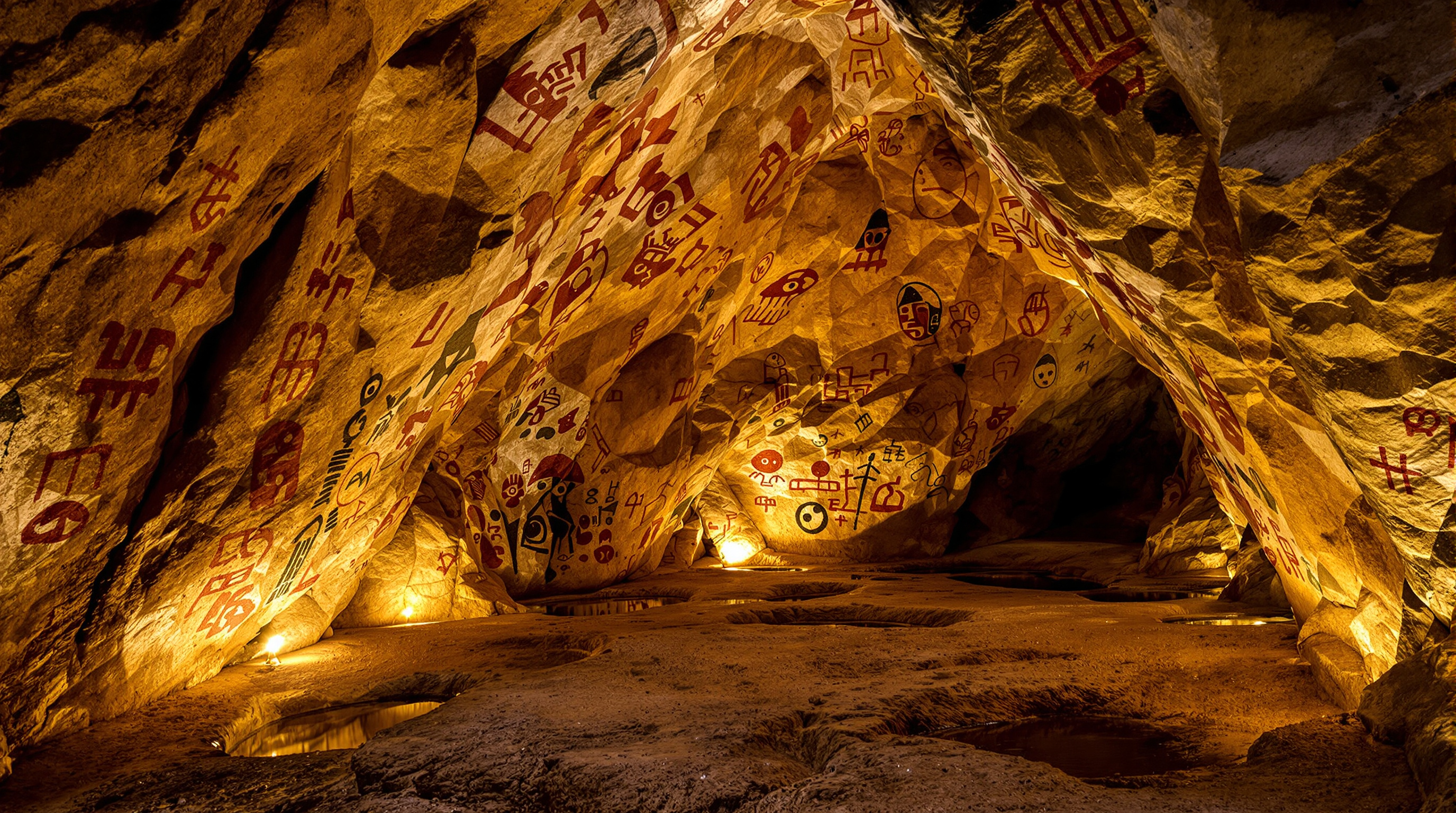 Prehistoric pictographs in a Cuban limestone cave