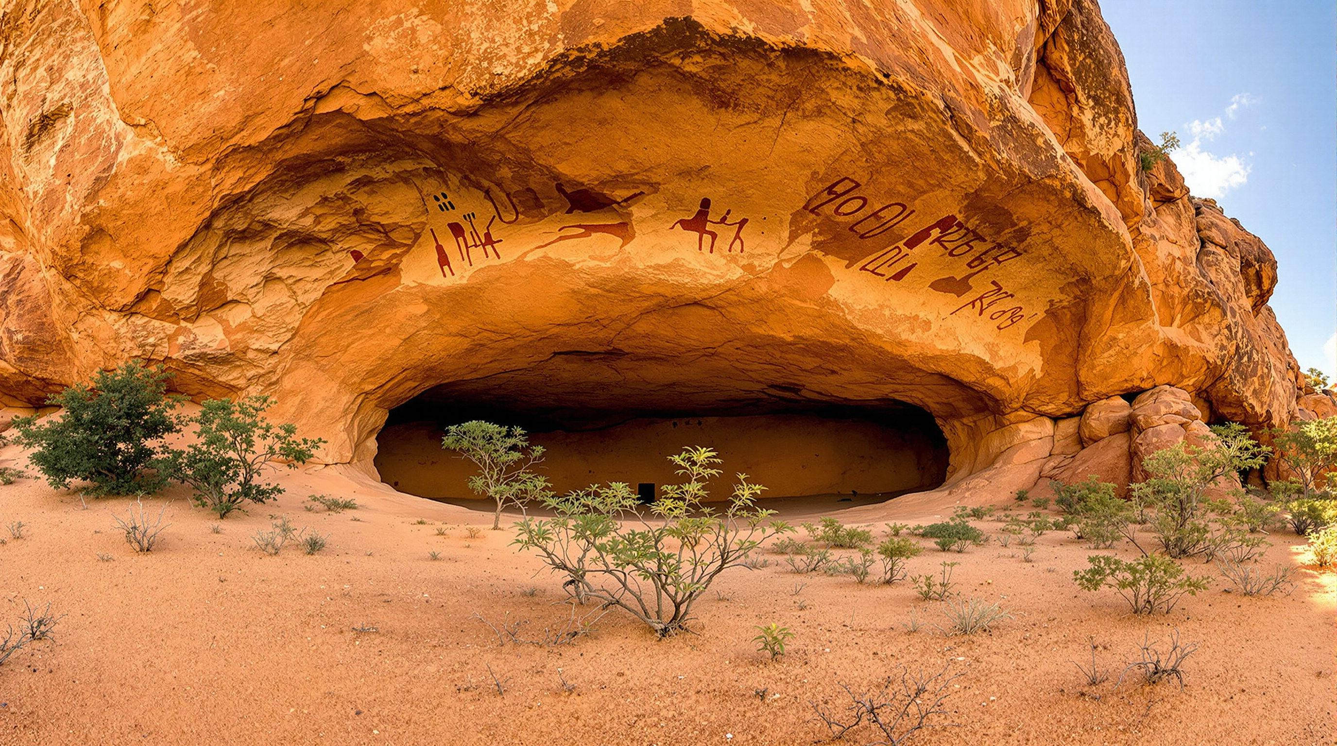 Nordeste Tradition painted figures in a Brazilian rock shelter